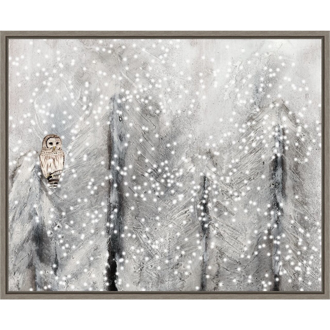 Snowy Habitat II (Owl) by Alicia Ludwig 20-in. W x 16-in. H. Canvas Wall Art Print Framed in Grey